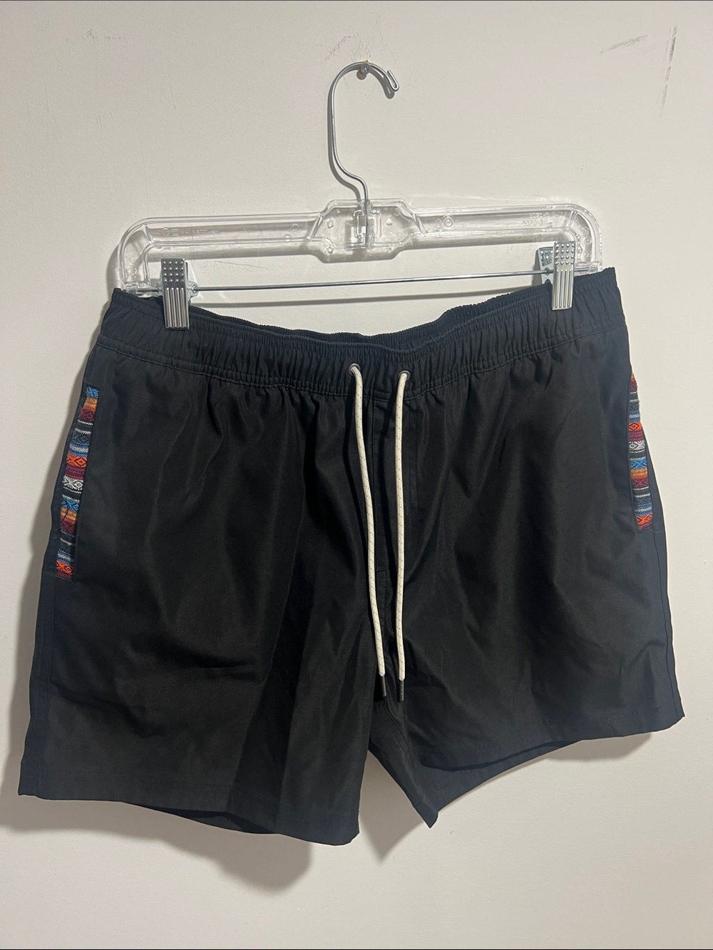 Men's Black Wowie Nomad Athletic Shorts with Colorful Side Trim Size Large